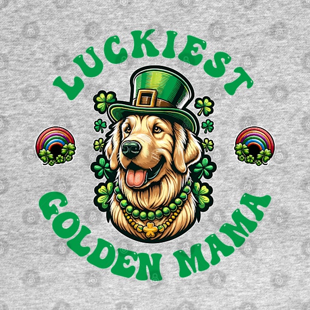 Luckiest Golden Mama - St Patricks Day Golden Retriever by eighttwentythreetees